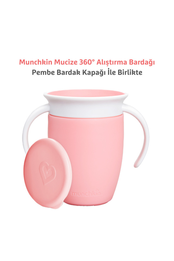 Munchkin Mucize 360° Alıştırma Bardağı, 6ay+, 207ml, Pembe Bardak Kapağı İle Birlikte