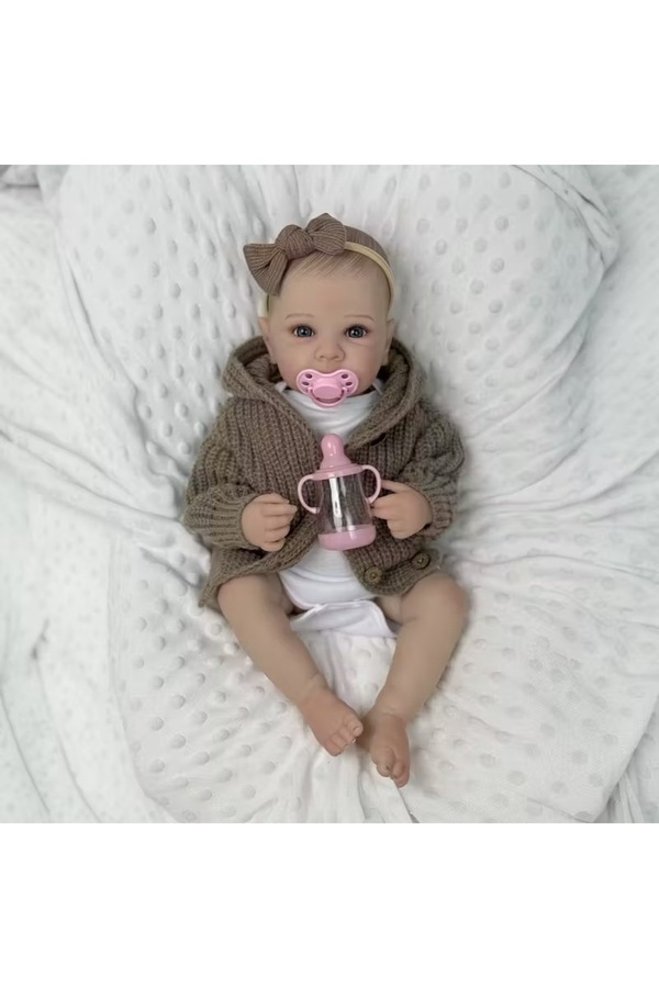LunaDefano 48 cm Reborn Bebek Kız – Gerçekçi El Yapımı Oyuncak Bebek, Banyo Yapabilen,