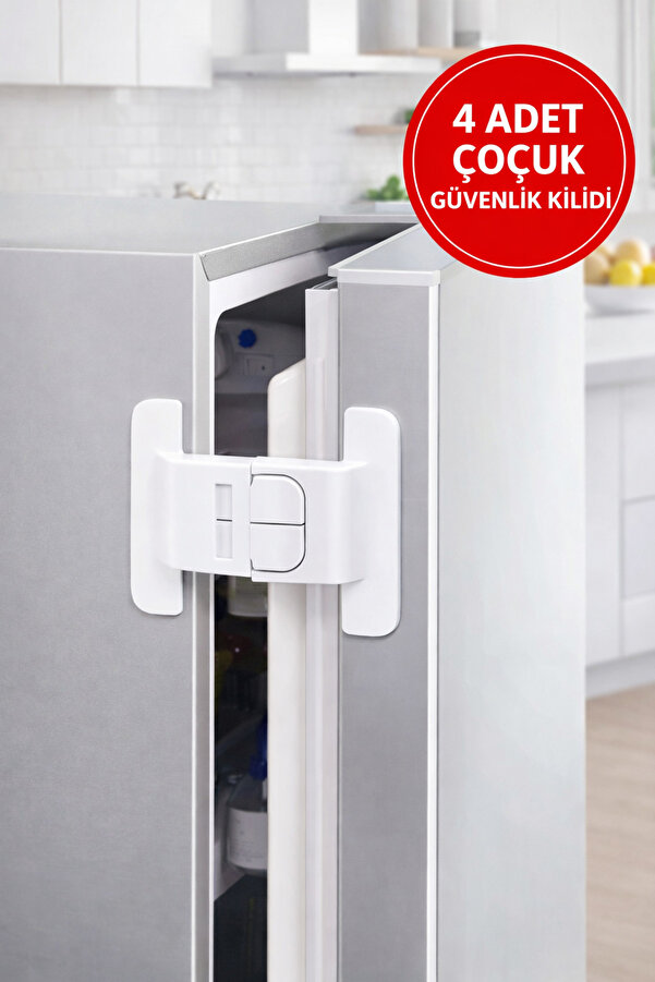 TOYFEST 4’lü Çocuk Güvenlik Kilidi | Buzdolabı Dolap Çekmece Kapak Kilidi Çift Butonlu