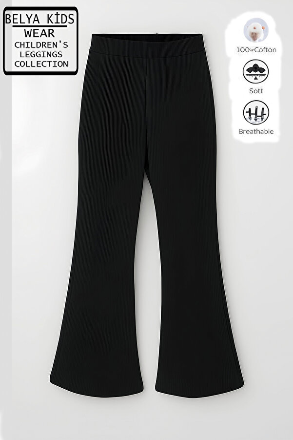 Belya Kids Wear Pamuğa Pamuk Fitilli Tam Kalıp Kız Çocuk İspanyol Tayt