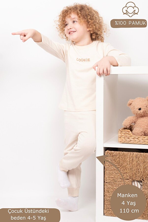 Vauva Kız Erkek Çocuk Pijama Takımı Uzun Kollu %100 Pamuklu Pijama Takımı