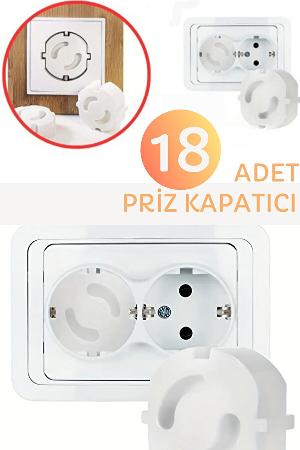 Abuy Priz Kapağı, Bebek Ve Çocuk Güvenlik Koruma Piriz Kapatıcı, Priz Koruyucu - 18 Adet