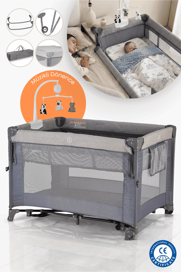 JUNO Play Anne Yanı Park Yatak Oyun Parkı 70x110 Cm