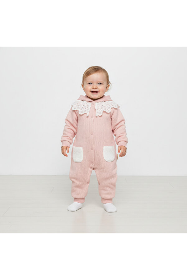 Bebezade Kapüşonlu Welsoft Cep detaylı Tulum