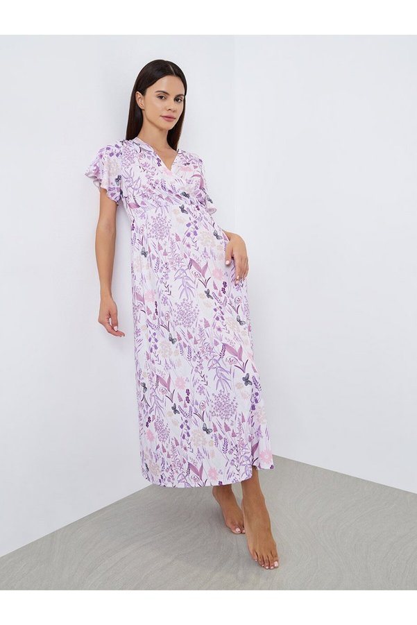 Styli Floral Print Wrap Over Nightdress