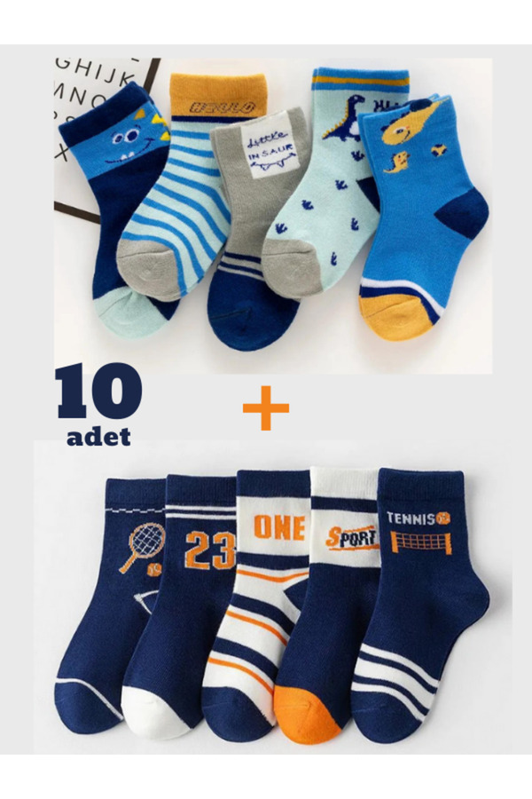 Hobins Sportswear & Company 10'çift Bebek & Çocuk Lüx Çorap Günlük Kullanıma Uygun Nefes Alabilen Dört Mevsim Okul Çorabı