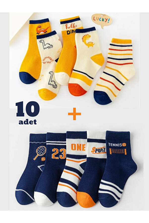 Hobins Sportswear & Company 10'çift Bebek & Çocuk Lüx Çorap Günlük Kullanıma Uygun Nefes Alabilen Dört Mevsim Okul Çorabı