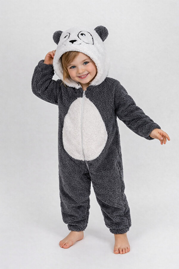Bellahomeart Welsoft Panda 1-3 Yaş Peluş Unisex Fermuarlı Kışlık Bebek Uyku Tulumu Çocuk Tulumu Çocuk Kostümü