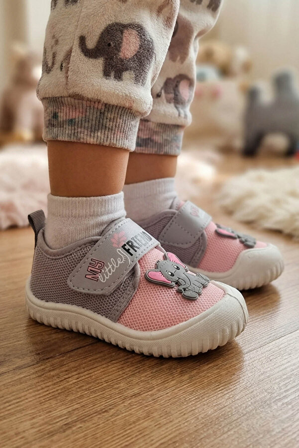 Gezer Kız Bebek Yazlık Keten Tek Cırt Cırtlı Ayarlanabilir Rahat Taban Ev Okul Kreş Günlük Ayakkabı
