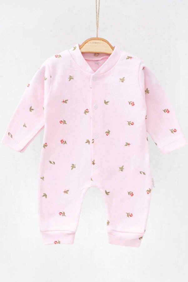 dinamik çocuk Kız Bebek Lale Baskılı Fitilli Kumaş Çıtçıtlı Yenidoğan Bebek Tulumu %100 Pamuk Esnek 1-3-6 Aylık