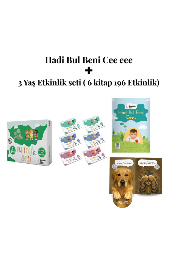 akademik zeka Hadi Bul Beni Cee eee Türkçe & İngilizce Sesli Yönerge ve 3 Yaş Etkinlik set(6 kitap 196 Etkinlik)