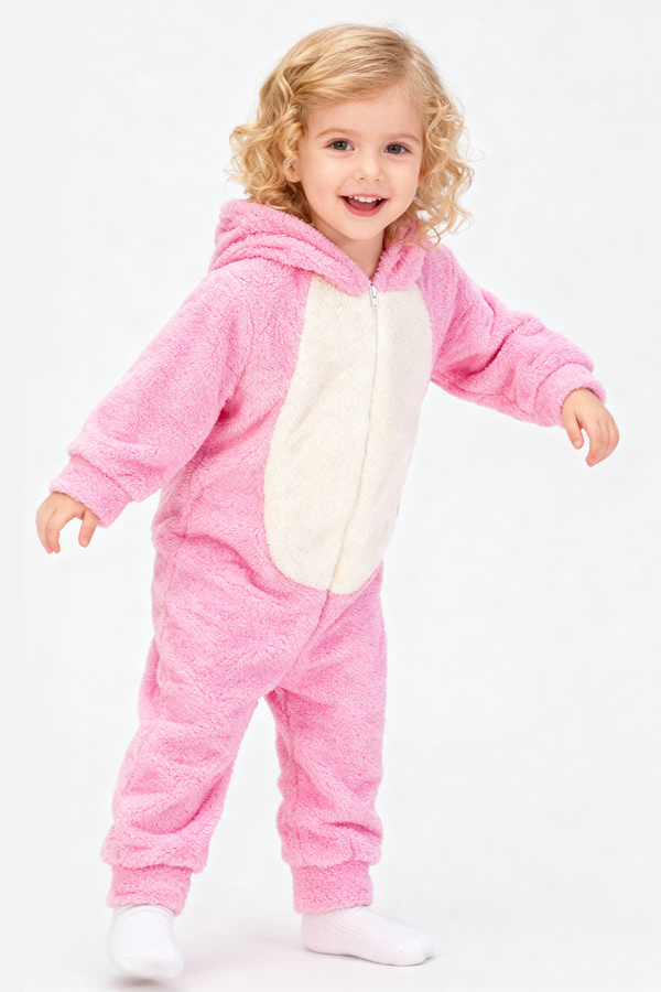 LORIAN'S Welsoft Koyu Pembe Tavşan Yumuşak Peluş Fermuarlı Bebek ve Uyku Tulumu