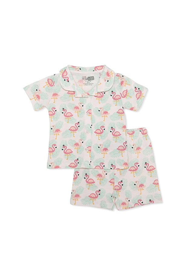 ebebek Hello Baby HelloBaby Kız Bebek Kısa Kol Pijama Takımı Süprem Bebe Yaka Kısa Kol Reçme Paça