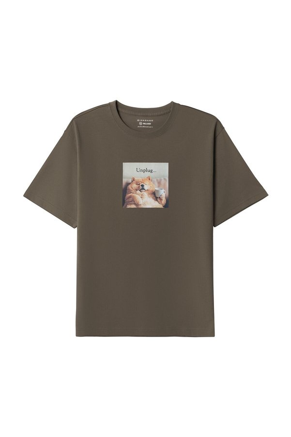 Giordano Men’s Graphic Print Cotton Jersey Tee – Relaxed Fit