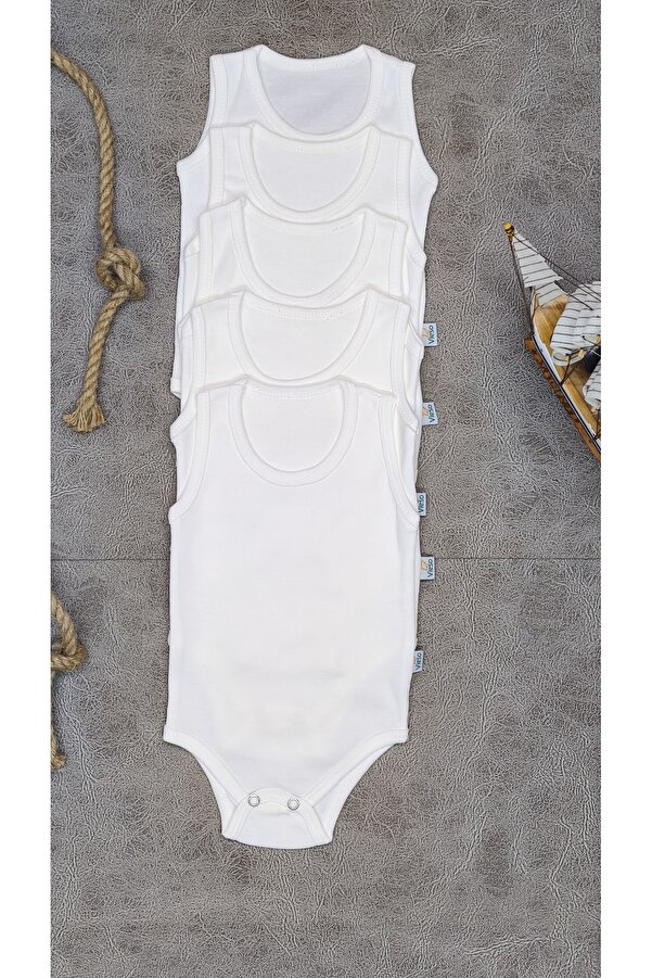 vieso 5'li % 100 Organik Pamuklu Kız Erkek Çıtçıtlı Bebek Body Zıbın Atlet