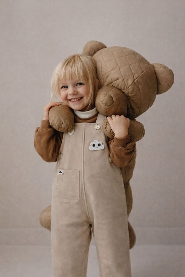 Dadamama Unisex Çocuk %100 Pamuk Örme Bebek Salopet-Askılı+Bez Çanta