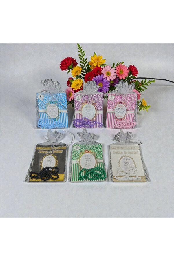 luxurianthome Yasin Cüzü Kitabı Tül Keseli 12'li Karışık Renk Tespihli Sesli Dinleme Doğum Mevlüt Hediyeliği