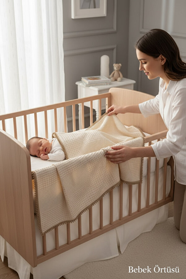 FG Store %100 Pamuk Çok Amaçlı Petek Pike Battaniye / Örtü (80X100)