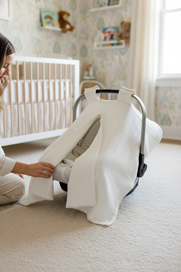 FG Store %100 Pamuk Çok Amaçlı Petek Pike Puset Örtüsü / Minderi/kılıfı