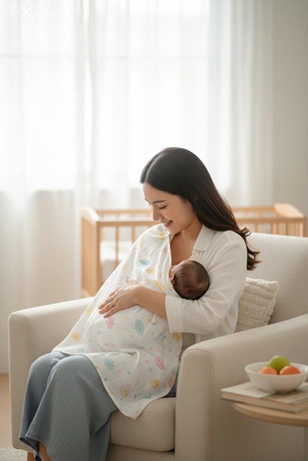 grow with muslin %100 Pamuk Müslin Emzirme Önlüğü