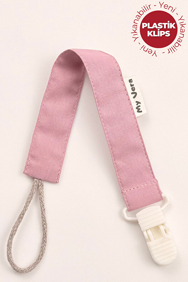 MyVera Gül Kurusu - Plastik Klipsli - Pamuklu Emzik Askısı - Emzik Zinciri - Emzik Tutacağı