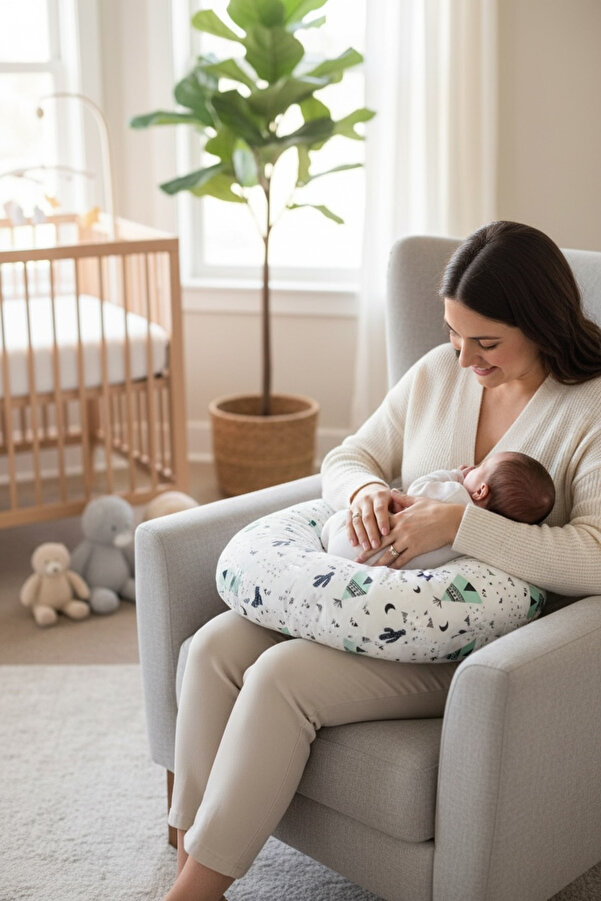 grow with muslin %100 Pamuk Bebek Emzirme Destek Ve Oturma Minderi