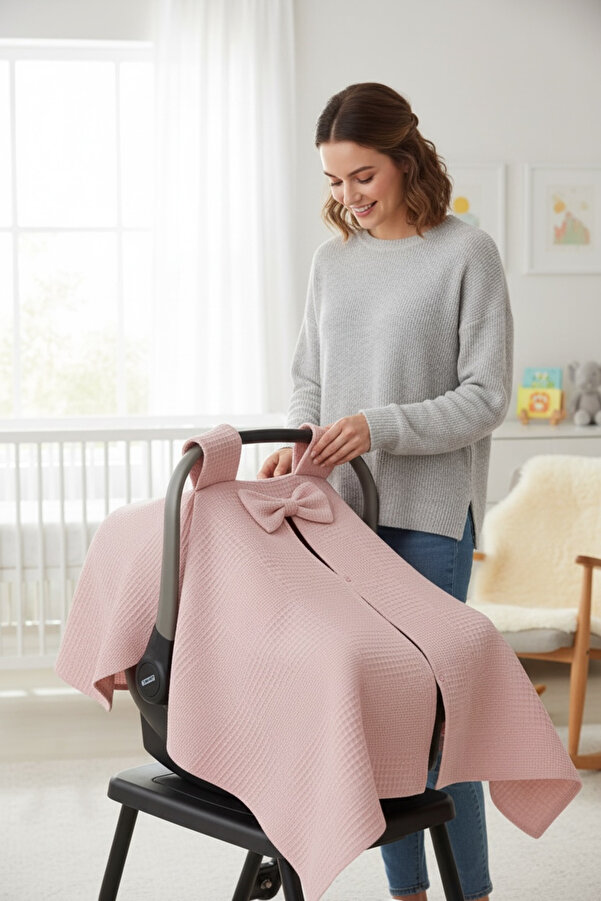 FG Store %100 Pamuk Çok Amaçlı Petek Pike Puset Örtüsü