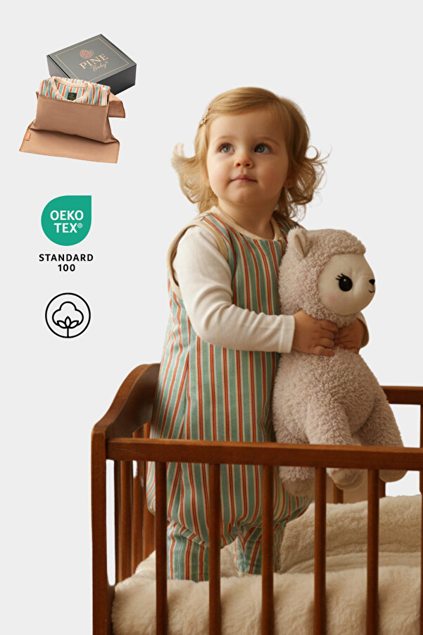 Pine Baby Home %100 Pamuk 1.0 TOG Unisex Bebek Çocuk Uyku Tulumu OEKO-TEX Sertifikalı - Retro Mint