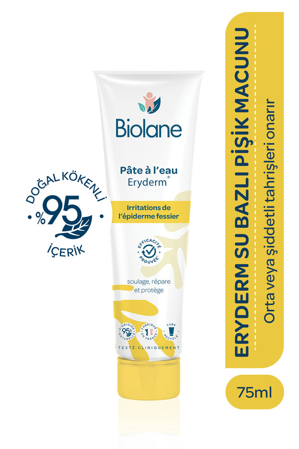 Biolane %95 Doğal içerikli Su Bazlı Pişik Önleyici Koruyucu Nemlendirici Doğal Kökenli Macun Krem (75ml)