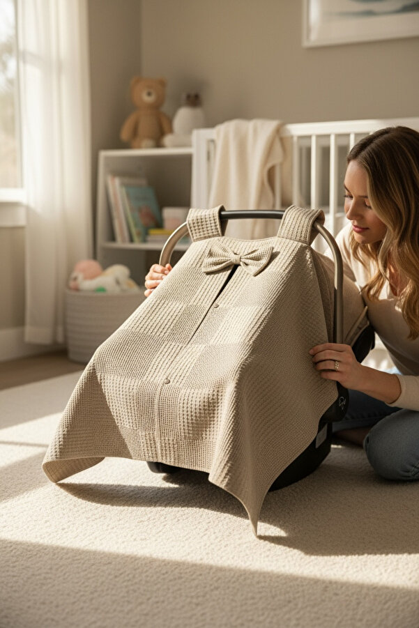 FG Store %100 Pamuk Çok Amaçlı Petek Pike Puset Örtüsü