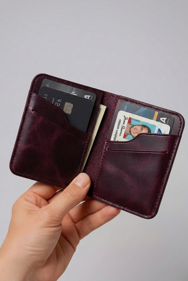 luvo Real Leather Wallet Card Holder Handmade Genuine Premium Leather Italian Stitching Compact Wallet with 6 Card Slots