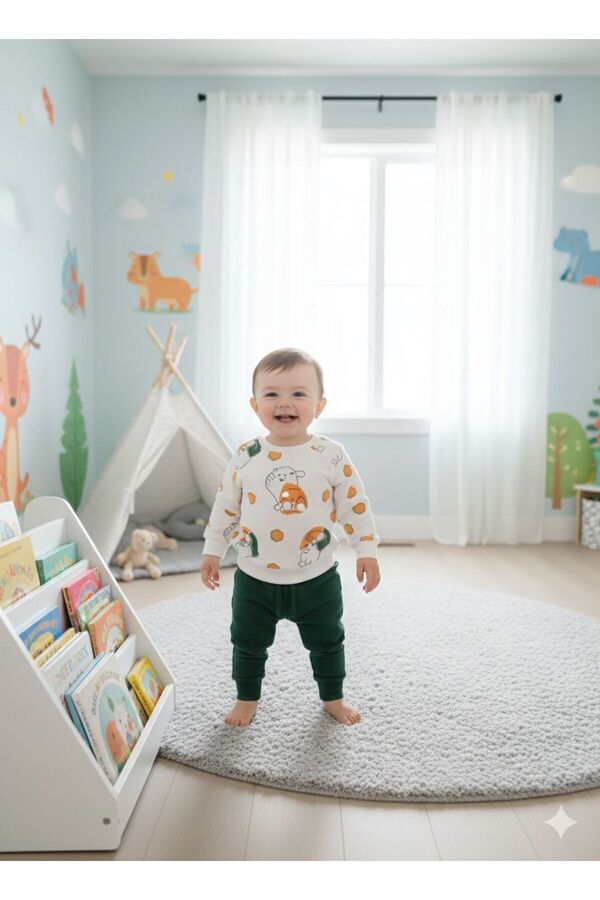 Pırlanta baby Bebek Pamuklu Winnie Baskılı Pijama Takımı - 0-24 Ay