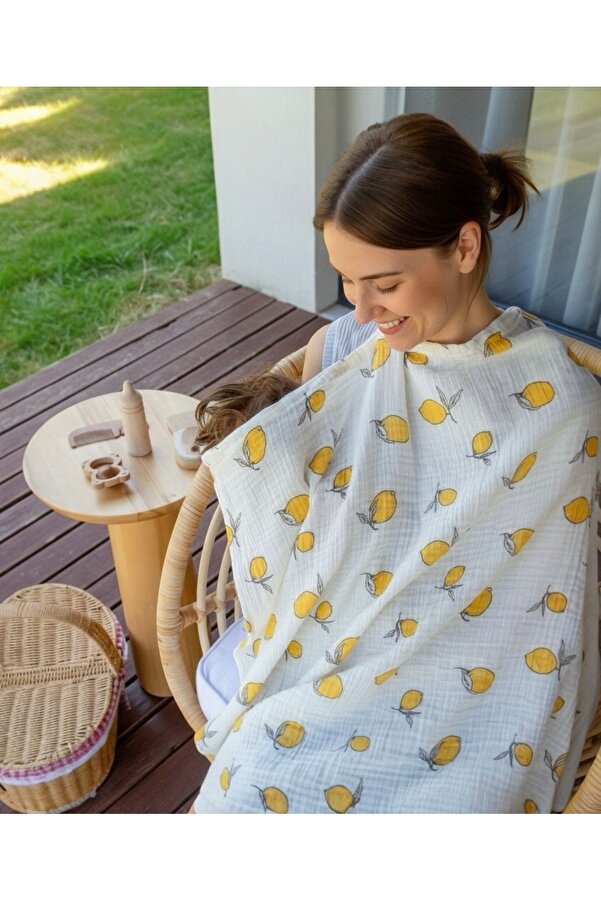 Elias Baby Emzirme Önlüğü %100 Pamuklu Organik Müslin Emzirme Örtüsü Gots Sertikalı Müslin Anne/Bebek Önlük