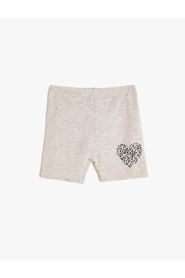 Koton Kız Çocuk Bej Kalp Baskılı Şort