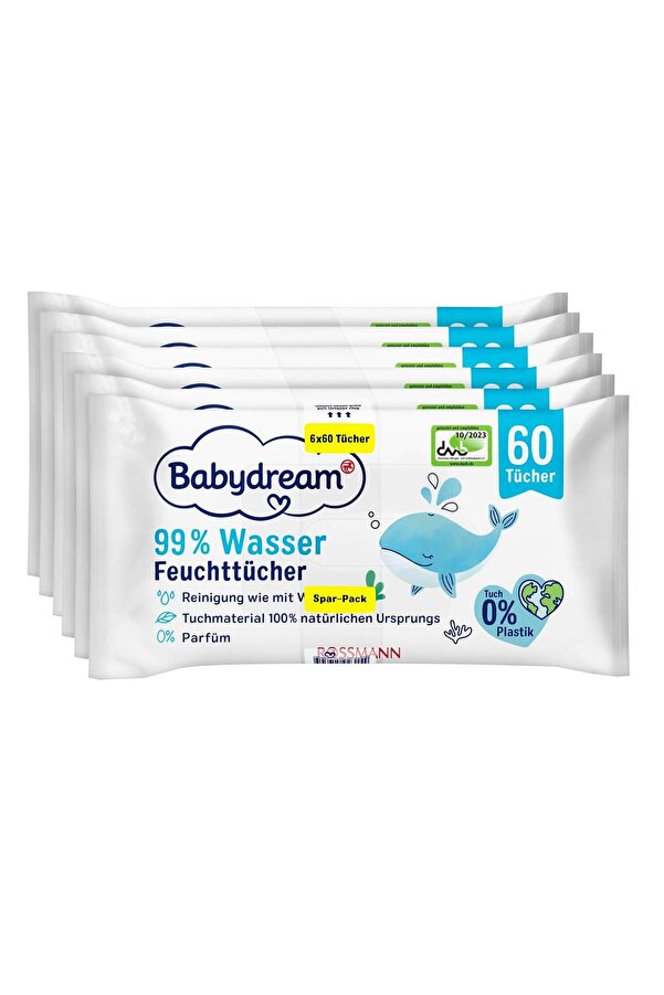 BABYDREAM Islak Mendil - Yüzde 99 Su - 6x60'lı