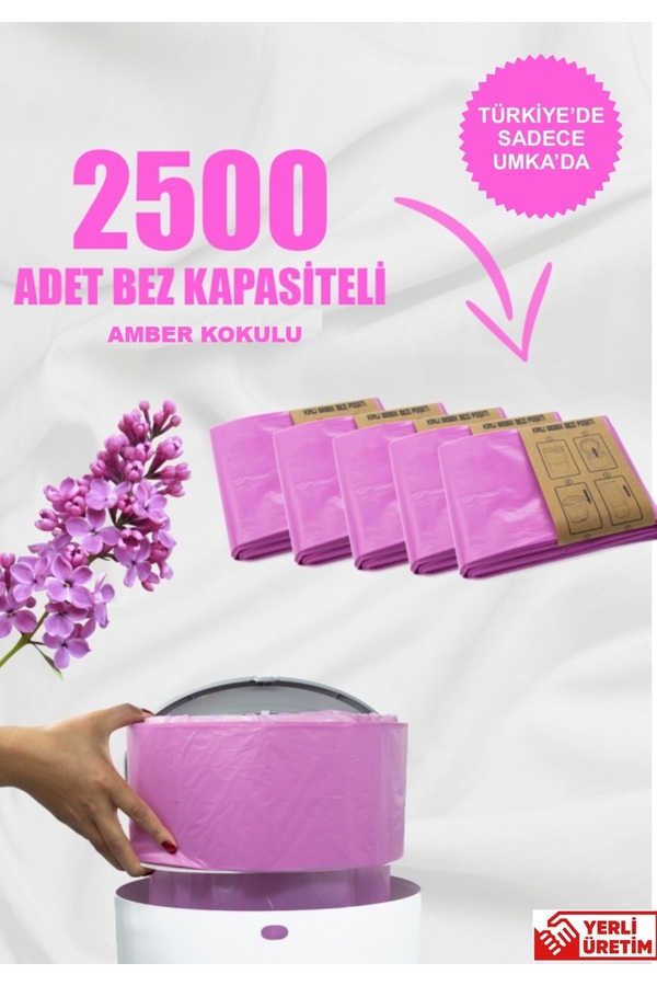 Korbell 16lt Çöp Kutuları Ile Uyumlu 2500 Bebek Bezi Kapasiteli Kokulu 5 Paket Yerli Çöp Poşeti