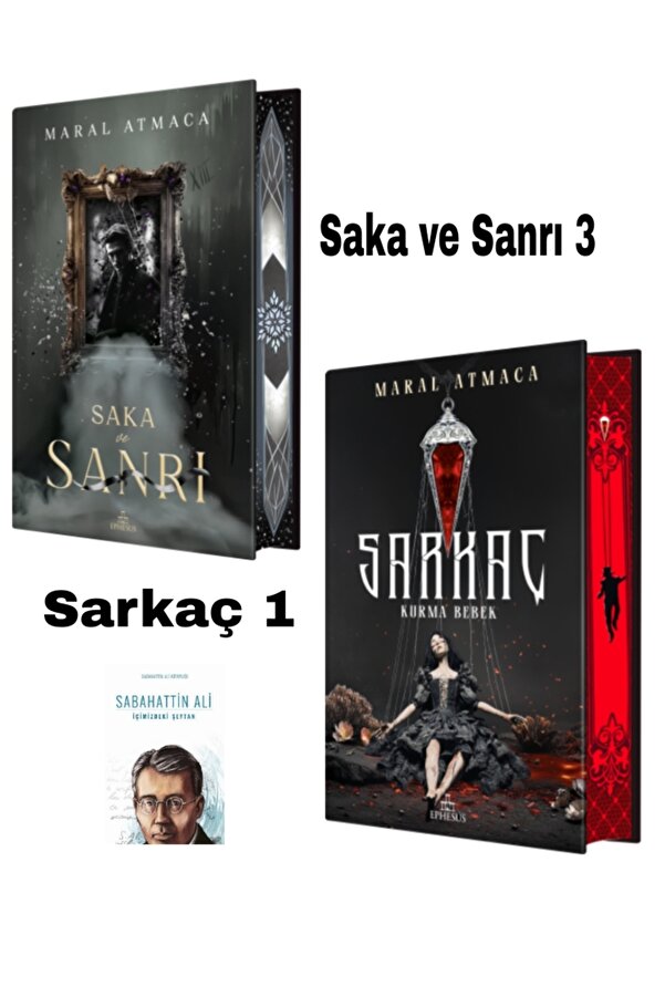 Ephesus Yayınları Saka ve Sanrı 3, Sarkaç 1 Kurma Bebek Maral Atmaca 2 Kitap Ciltli Yan Boyamalı Set