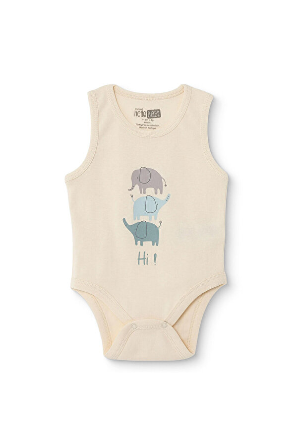 ebebek Hello Baby HelloBaby HelloBaby, Erkek, Atlet Body, Hayvan Baskılı, Çıtçıtlı, Bisiklet Yaka, Kısa Kol