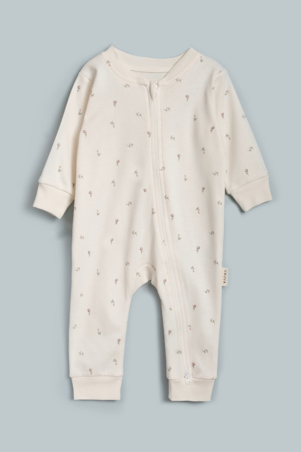 Vauva Kız Erkek Bebek Tulumu Uzun Kollu Fermuarlı Pijama Tulum Baskılı Uyku Tulumu