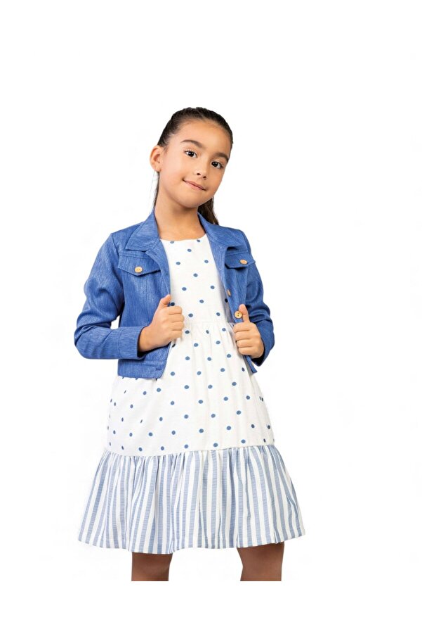 Ege Bebek Kız Çocuk Keten Bolerolu Askılı Keten Elbise, 6-7-8-9-10 Yaş Elbise ve Bolerolu 2'li Takım