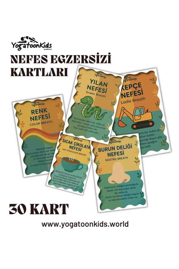 Yogatoon Kids World Çocuklar İçin Nefes Egzersizi & Sakinleşme Eğitim Kartları – Kapsamlı Set 30’lu