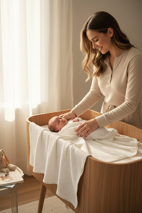 FG Store Pamuk Çok Amaçlı Petek Pike Battaniye / Örtü (80X100)