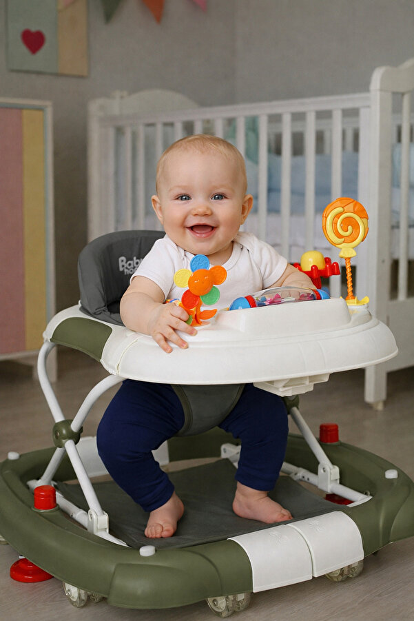 Bebeck Royal Sallanabilen Eğitici Oyuncak ve Müzikli Lüx Yürüteç Yeşil Haki