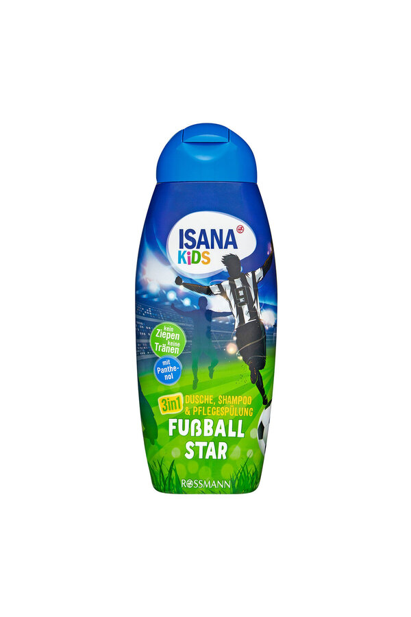ISANA KIDS Kids Şampuan, Duş Jeli Ve Saç Bakım Kremi 3'ü 1 Arada Futbol Starı 300 ml