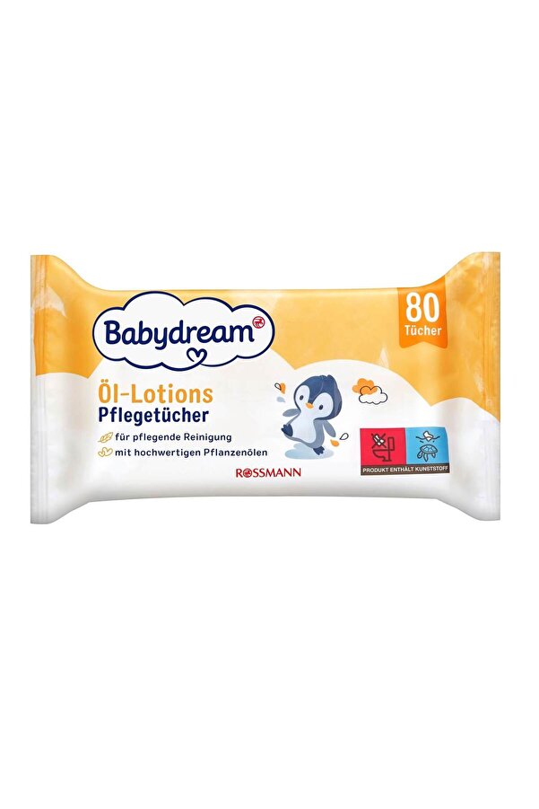 BABYDREAM Bebek Islak Mendil Yağlı Ve Losyonlu, Bitkisel Yağ Ve Biberiye Özlü 80'li