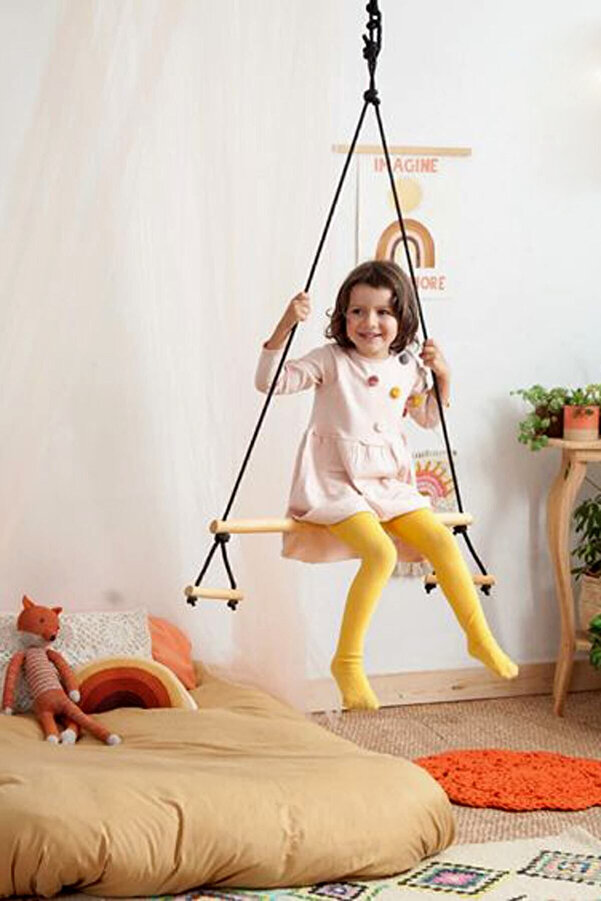 Bundeba Basic Ahşap Duyusal Trapez Salıncak Çocuk Jimnastik Aktivite Gelişim Salıncağı