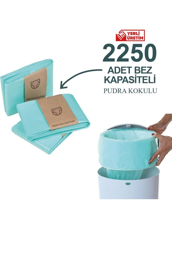 Korbell 16l Çöp Kutuları Ile Uyumlu 2250 Bebek Bezi Kapasiteli 3 Paket Yerli Çöp Poşeti Pudra Kokulu