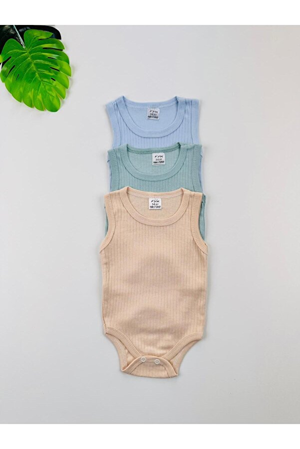 EFU BABY 3lü Unisex Fitilli Askılı Bebek Atlet Body Zıbın