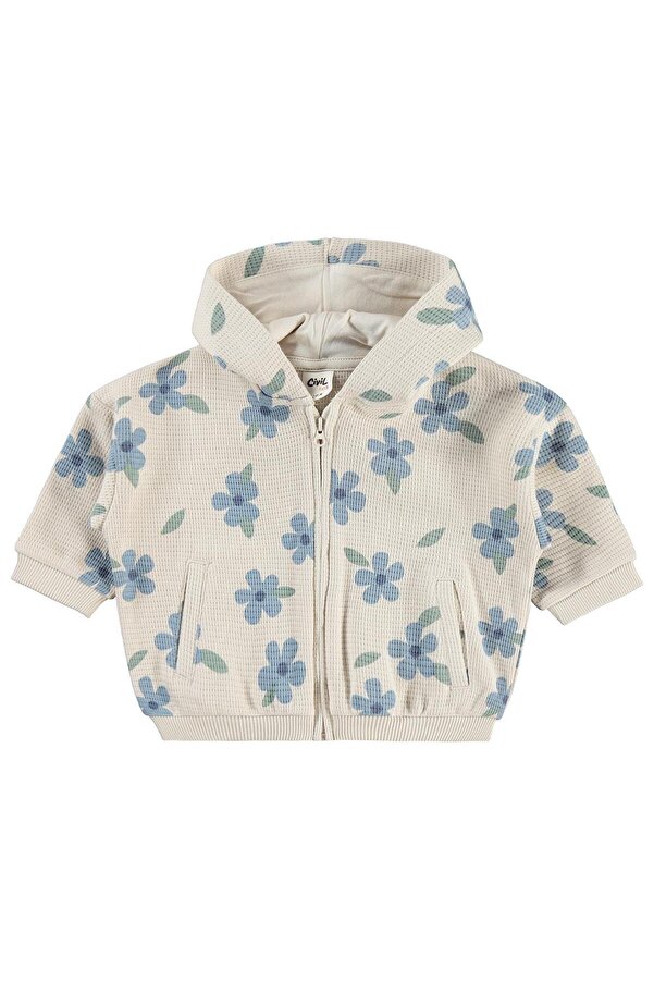 Civil Baby Kış Çiçeği Baskılı 6-18 Ay Hırka - Bej 12-18 Ay