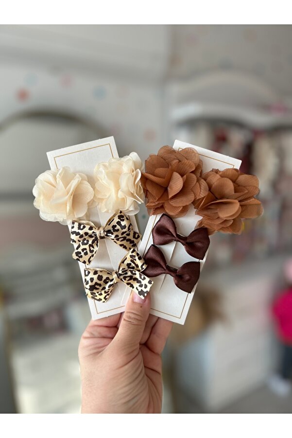 pempem bandana kız bebek klips toka set leopar flower